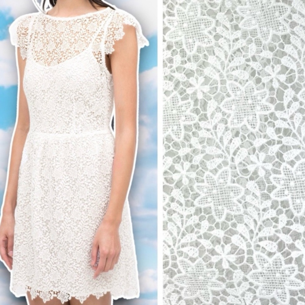 💜 ZARA Floral Lace Overlay Mini Dress Graduation Bridal Dainty Regency Coquette